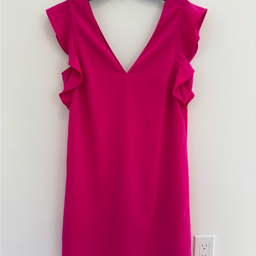 Express Fuchsia Ruffle Sleeve Dress